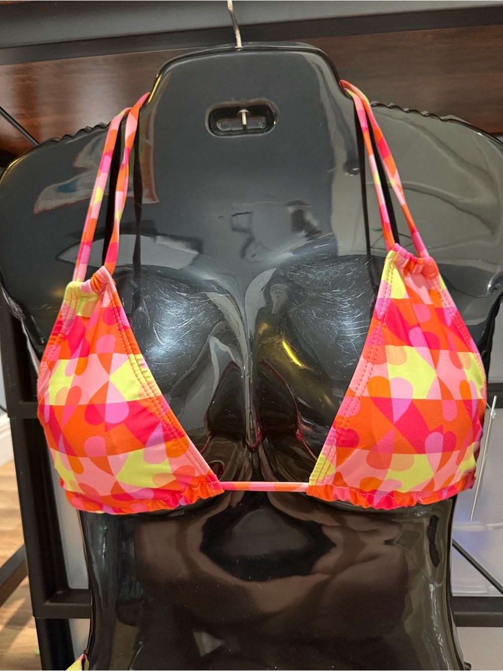 Triangle Bikini Top in Neon Pink & Orange - Women Swim Bikini